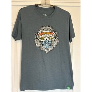 Wild Tribute Mens Yeti Ski Goggles Mountain Graphic Tee Blue Heather M